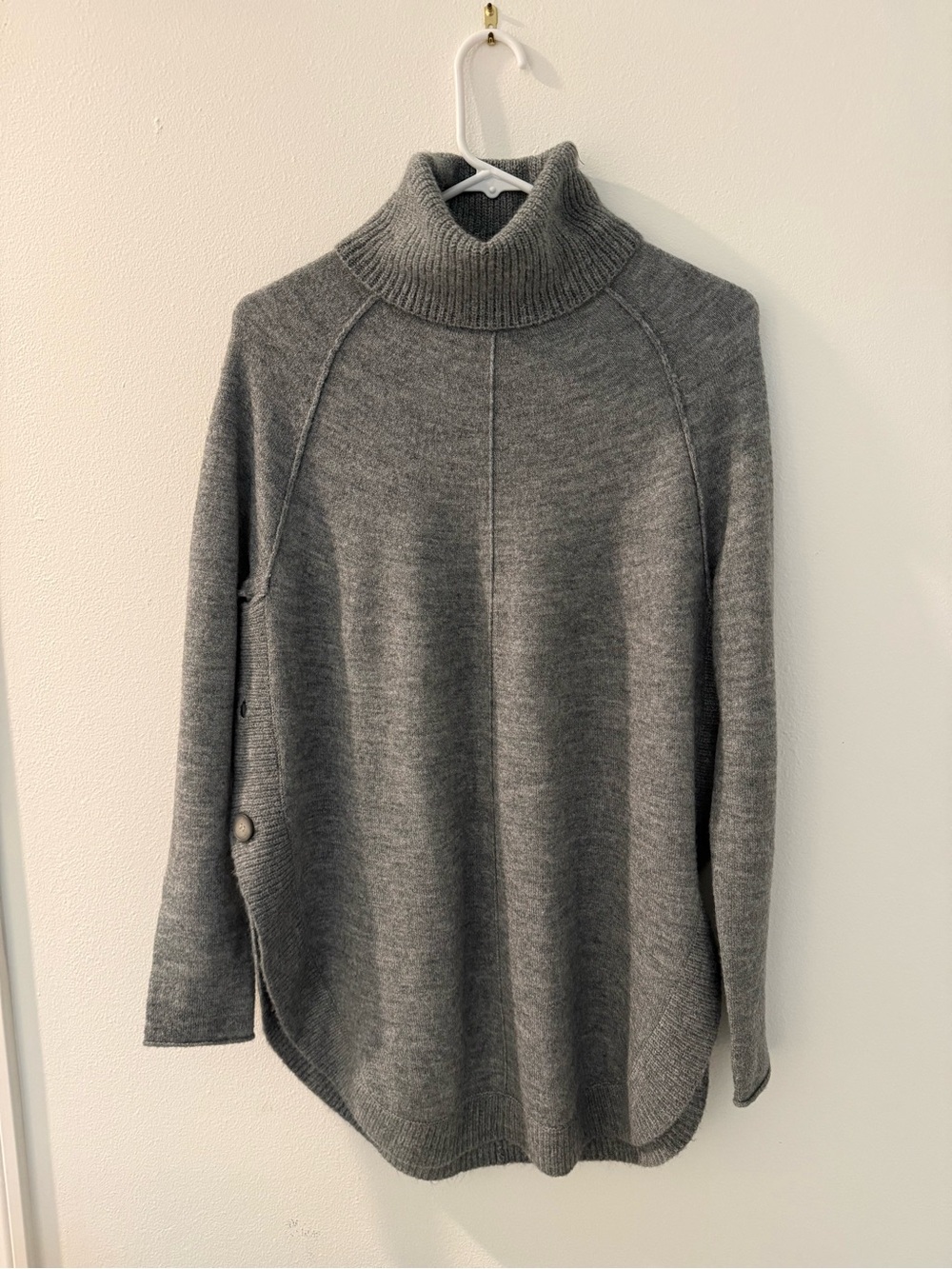 Caslon Gray Ribbed Turtleneck Sweater with Side Button
